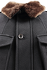 Field jacket lana nera collo ecopelliccia bottone