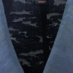 Giacca doppiopetto in lana camouflage blu etichetta