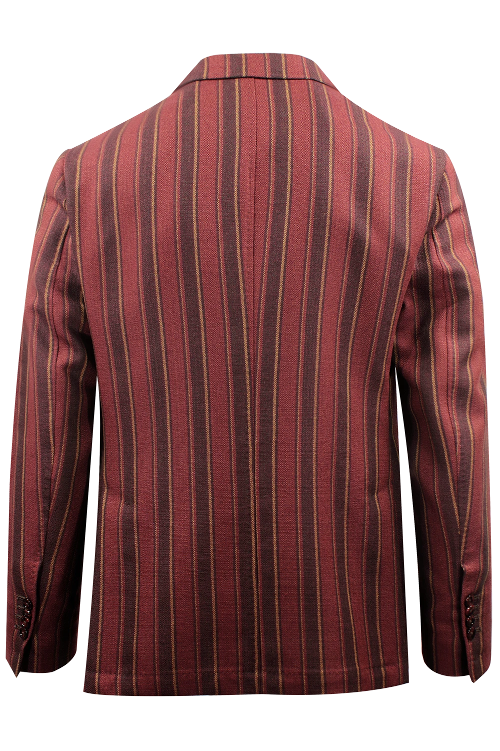 Giacca doppiopetto in lana rossa a righe retro