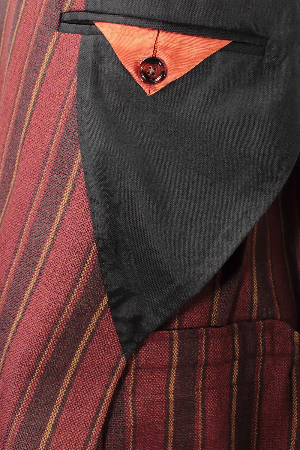 Giacca doppiopetto in lana rossa a righe tasca