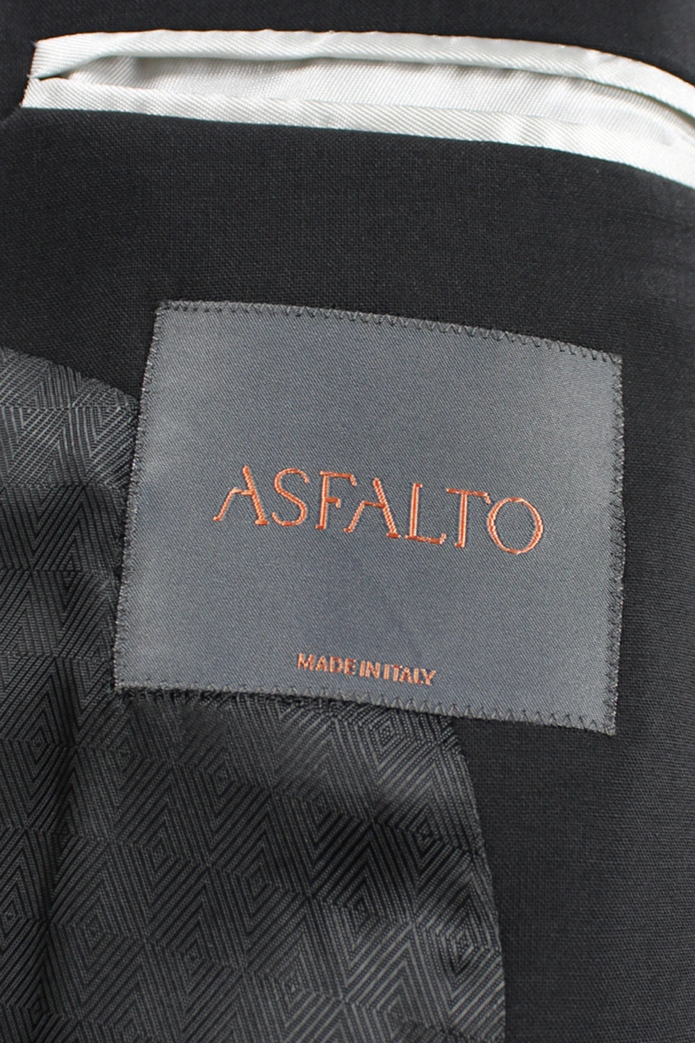 Giacca in tela di lana nera con profilo brand