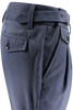 Pantalone con due pinces e cinturino in lana blu lato
