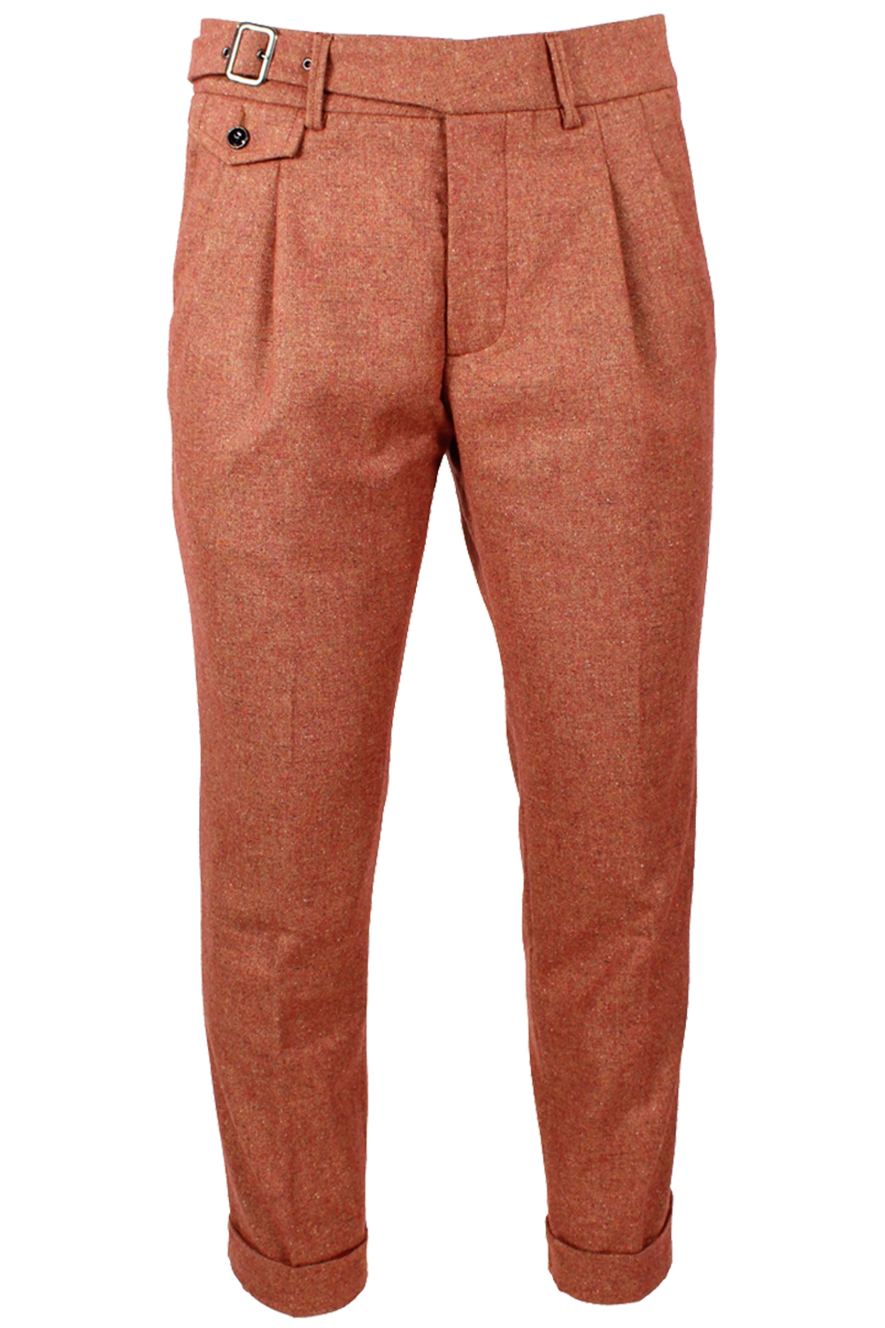 Pantalone con due pinces in lana coccio