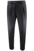 Pantalone con due pinces in lana nera