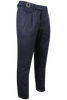Load image into Gallery viewer, Pantalone con due pinces in lana puntinata blu lato