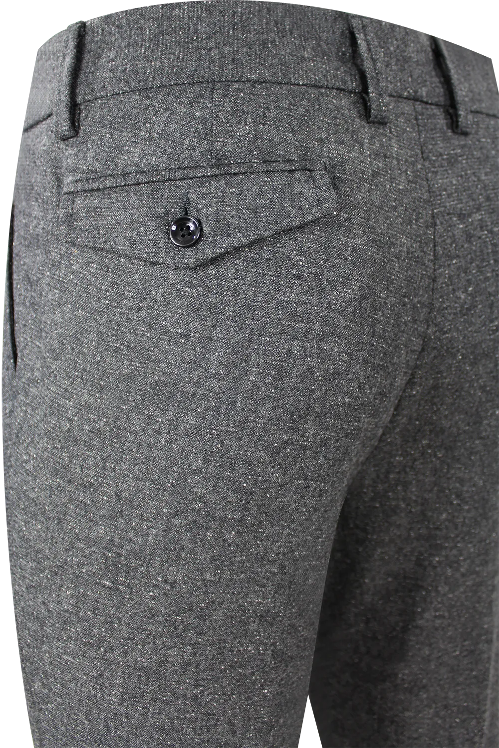Pantalone con due pinces in lana puntinata grigio tasca