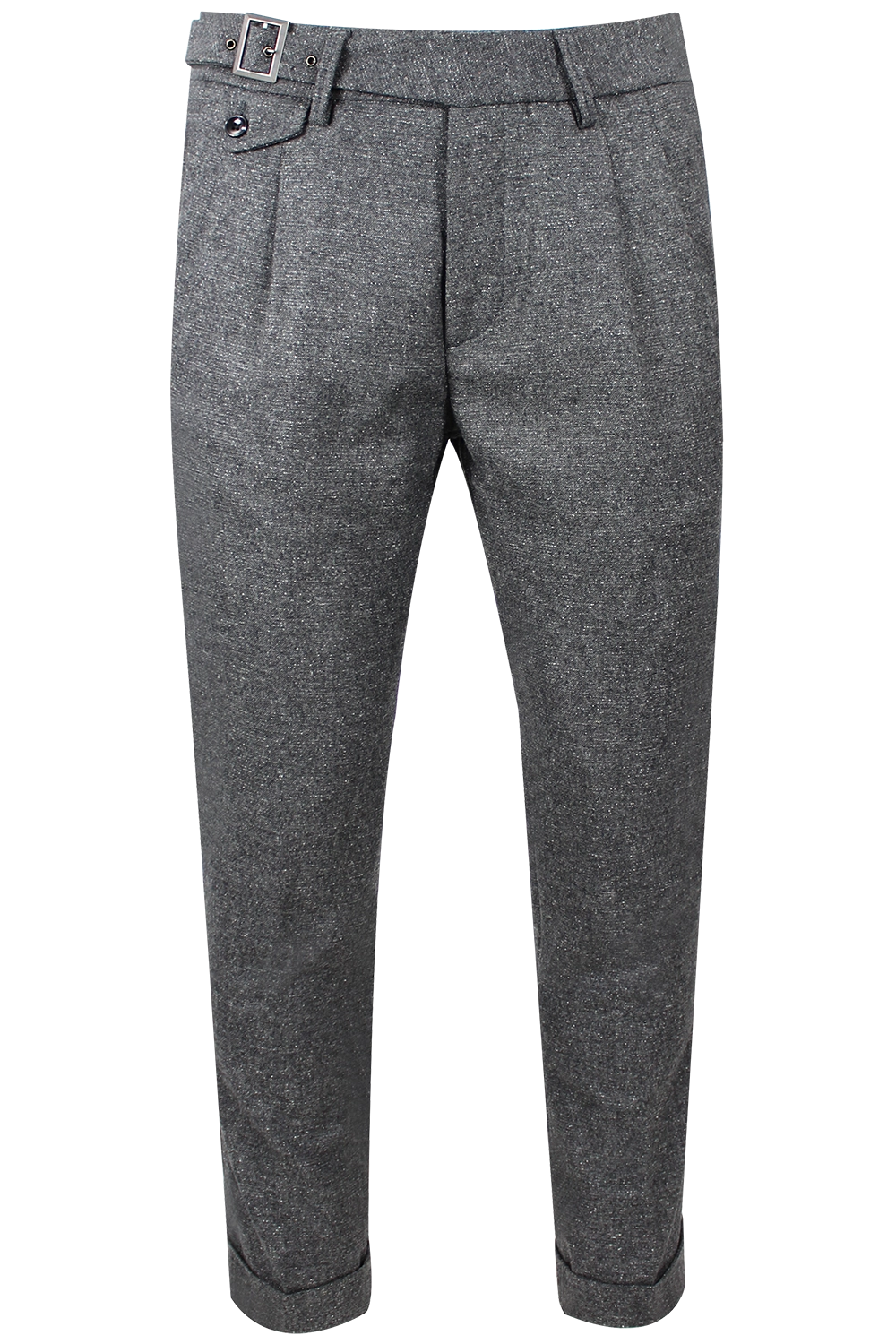 Pantalone con due pinces in lana puntinata grigio