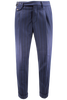 Pantalone con due pinces in lana a righe blu
