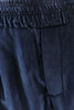 Pantalone con elastico in vita in velluto liscio blu avanti