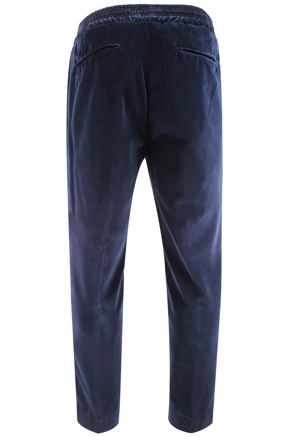Pantalone con elastico in vita in velluto liscio blu retro
