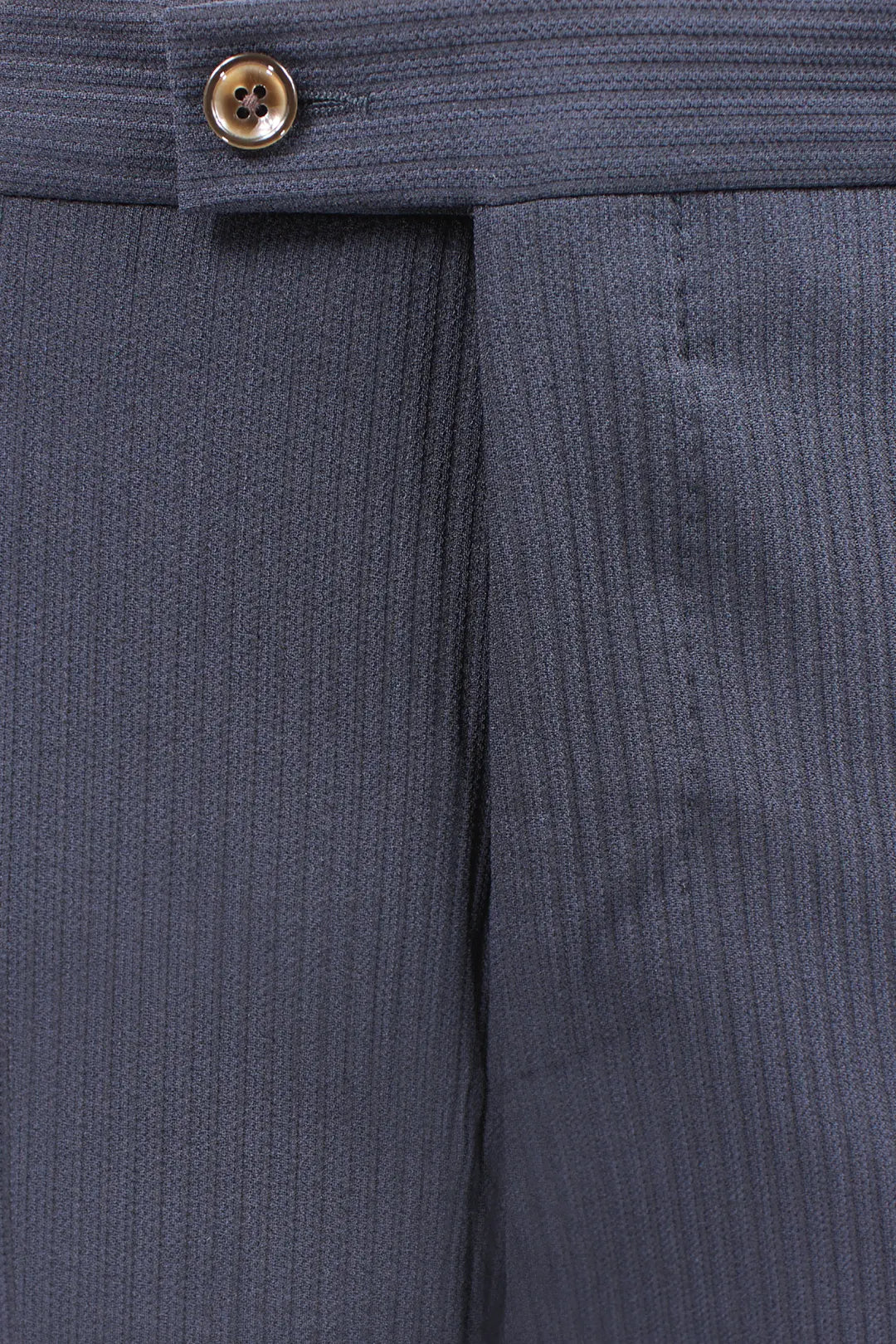 Pantalone lana stretch coste blu bottone