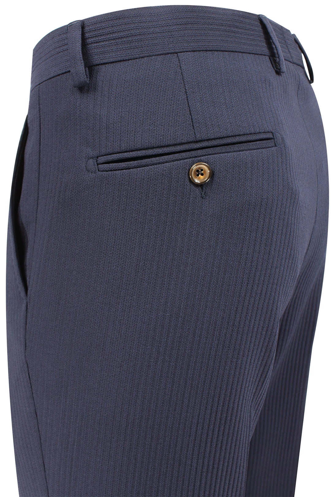Pantalone lana stretch coste blu filetti