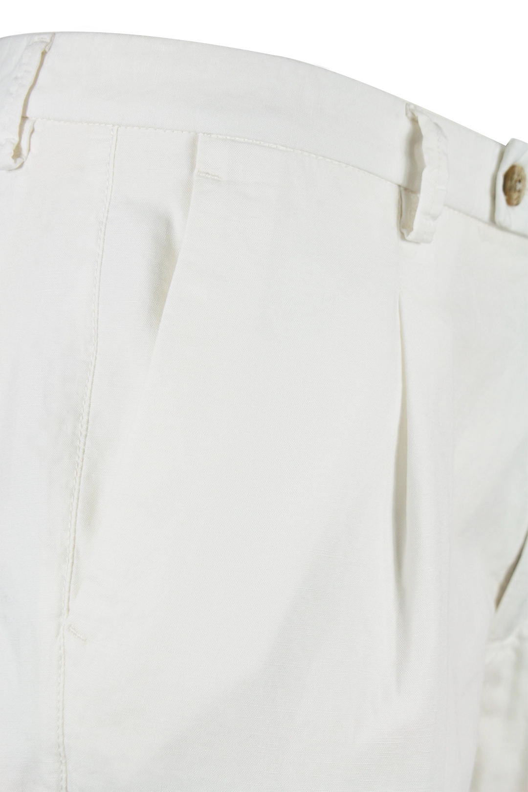 Pantalone con una pince in cotone e lino bianco pince