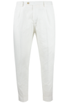 Pantalone con una pince in cotone e lino bianco
