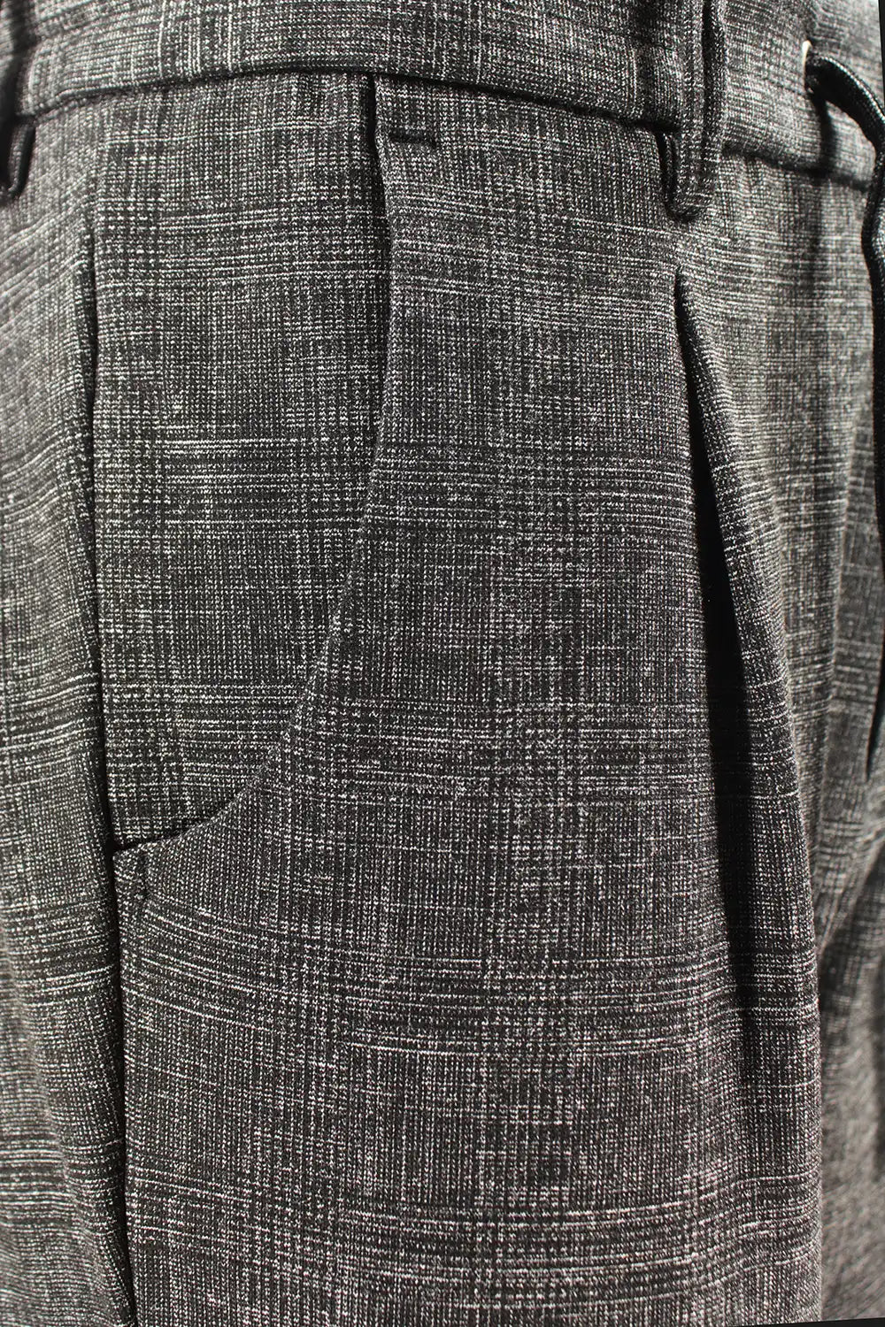 Pantalone con pince e coulisse in jersey a quadri grigio pince