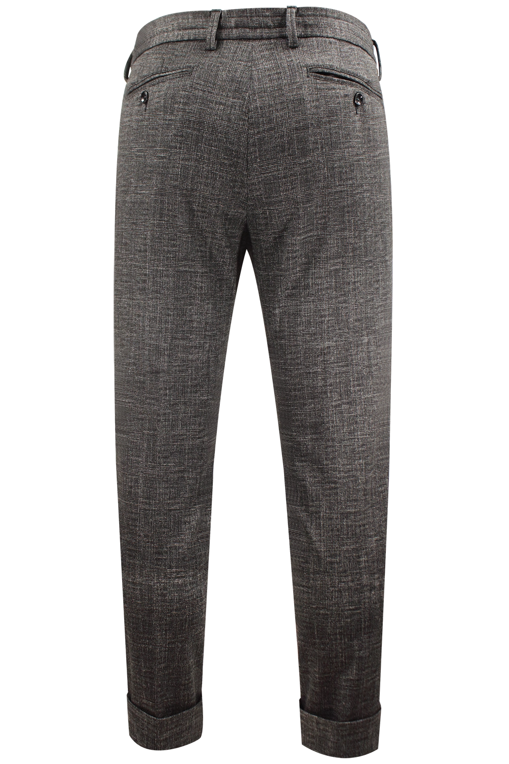 Pantalone con pince e coulisse in jersey a quadri grigio retro
