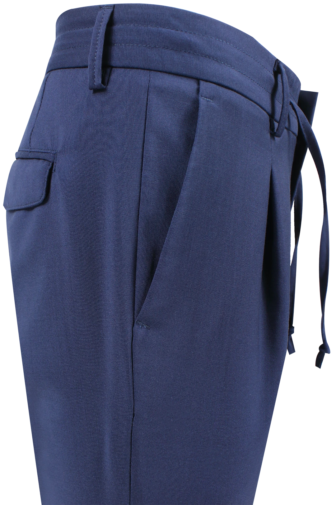 Pantalone pince coulisse lana blu tasca