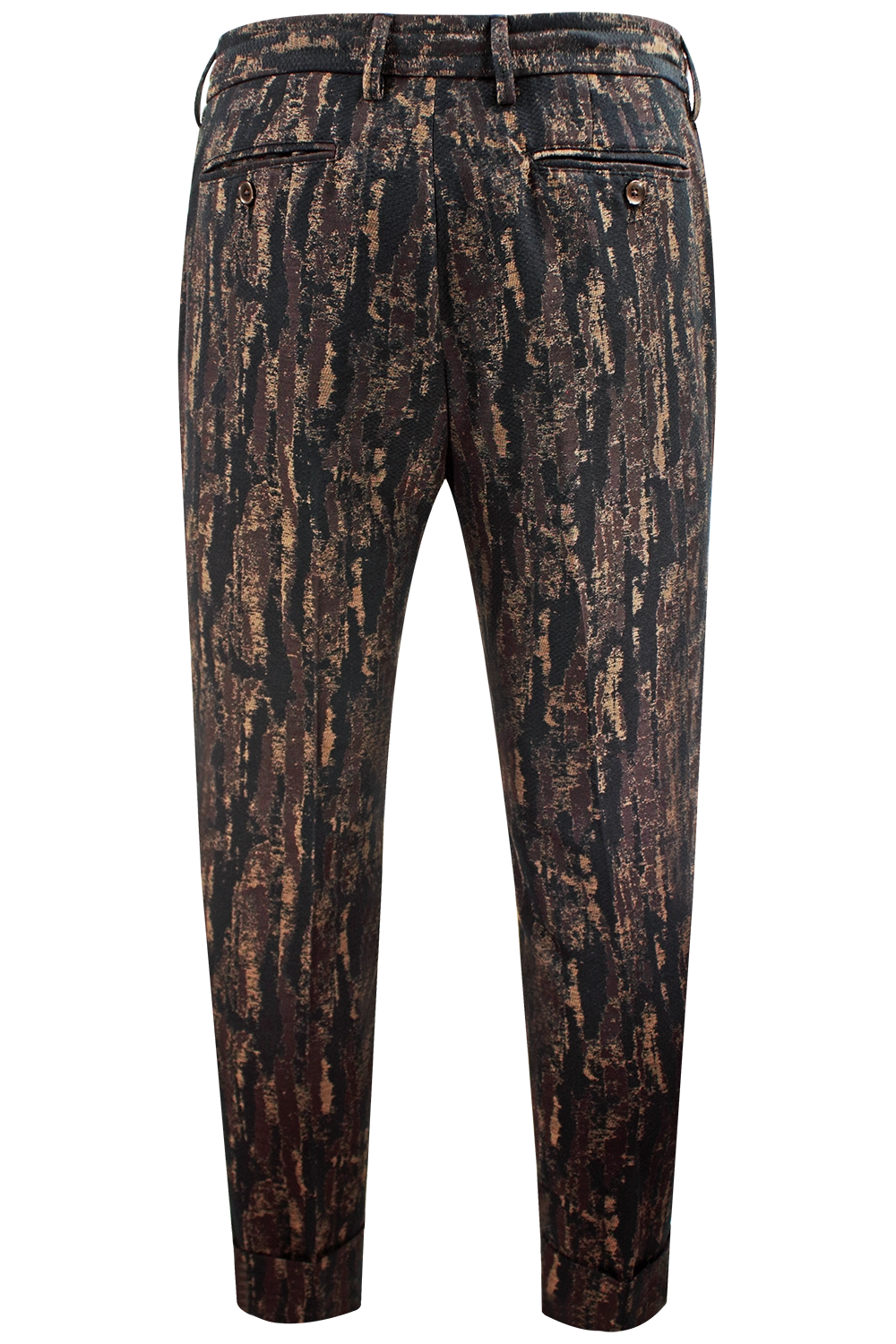 Pantalone con pince e coulisse in lana camouflage retro