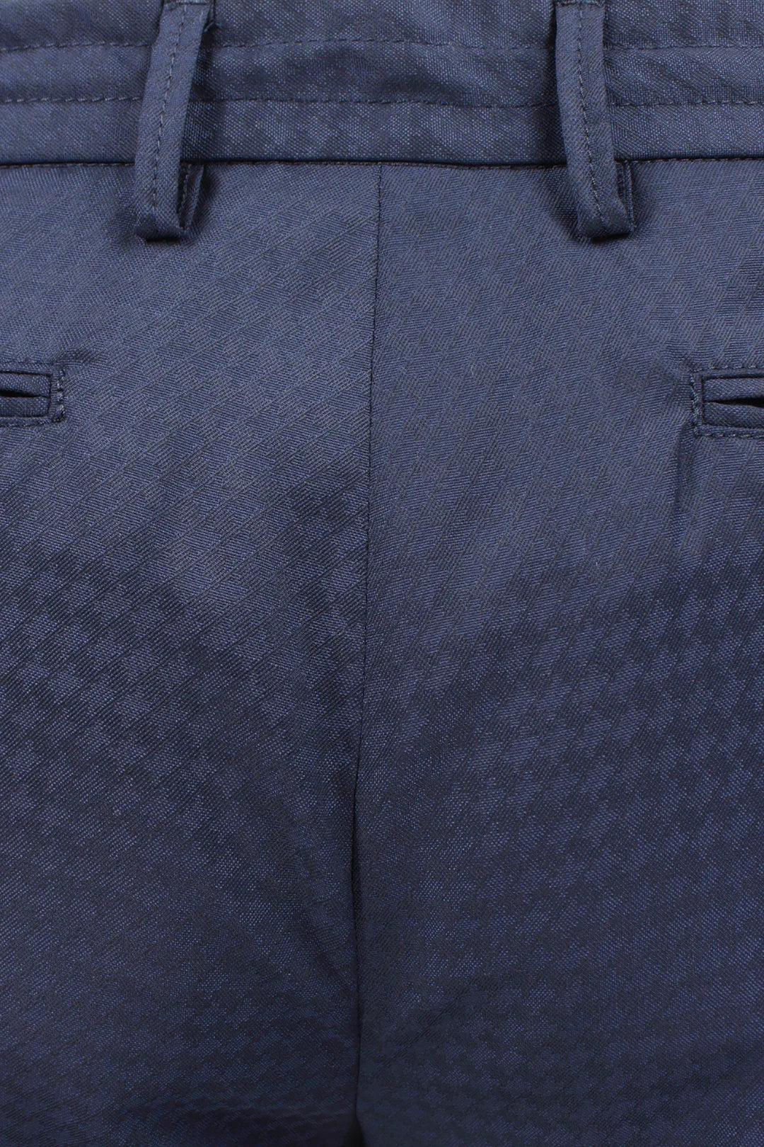 Pantalone pince coulisse lana pied de poule blu tessuto