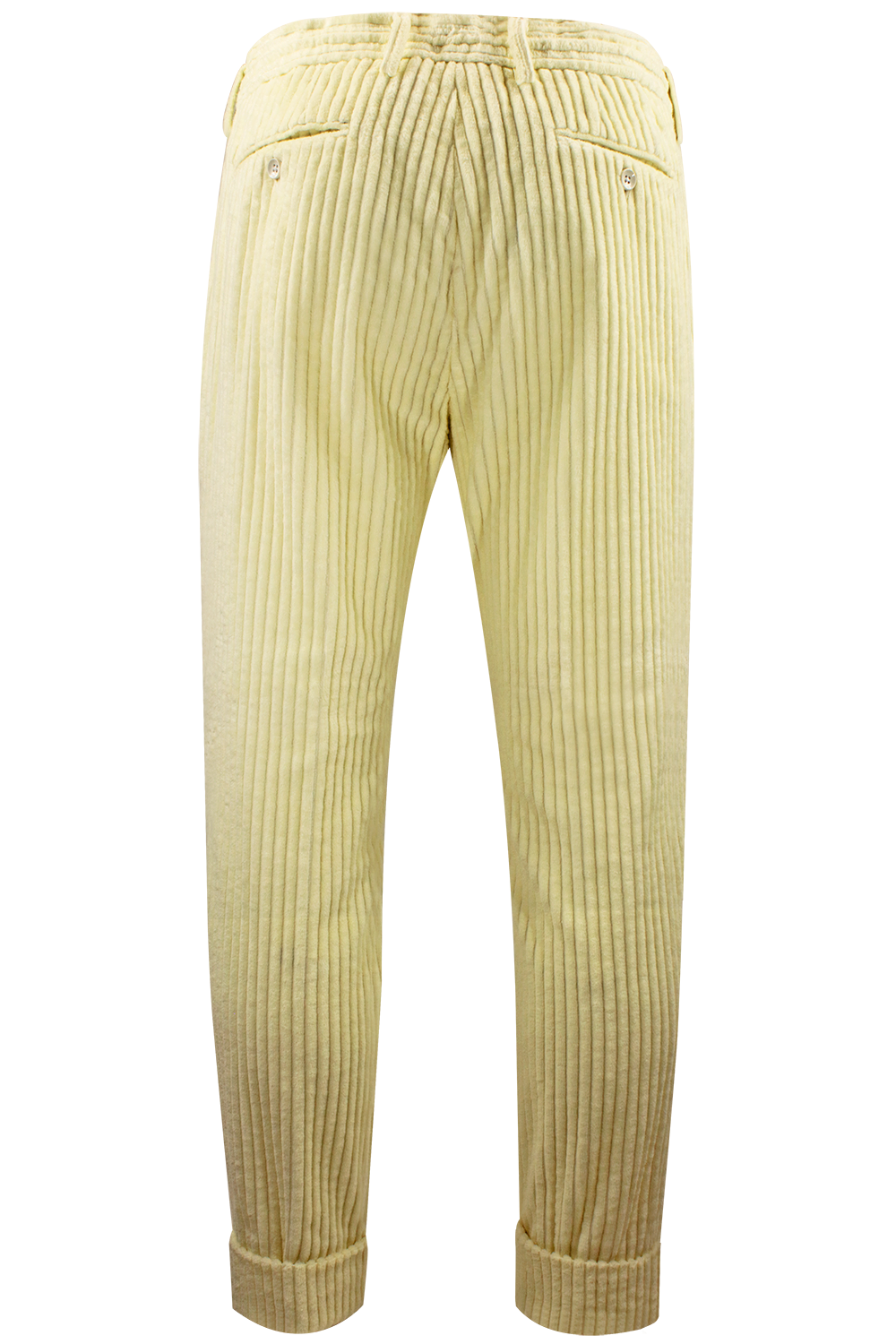 Pantalone con pince e coulisse in velluto a coste panna retro