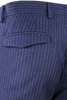 Pantalone con pince in lana blu gessata tasca