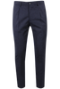 Pantalone con pince in lana blu notte gessata