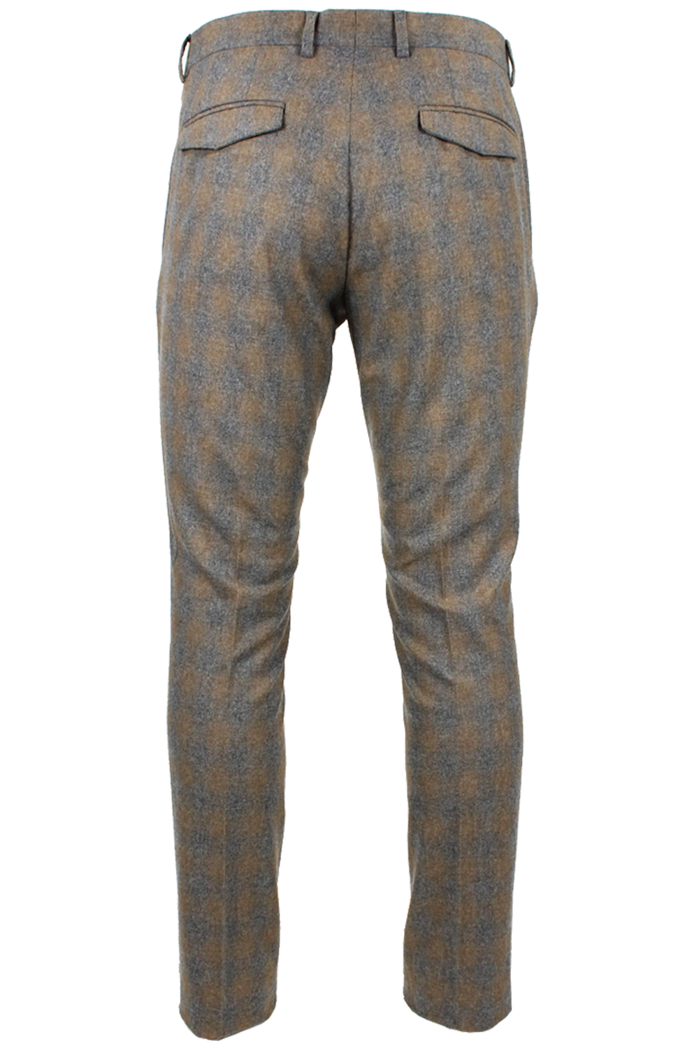 Pantalone con pince in lana a quadri grigio e beige retro
