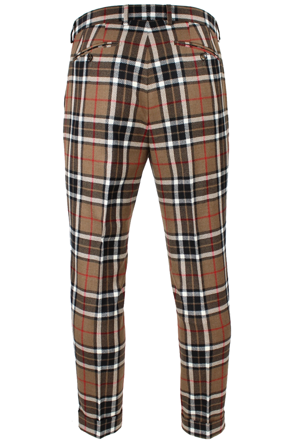 Pantalone una pince in lana tartan cammello retro