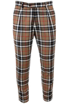 Pantalone una pince in lana tartan cammello