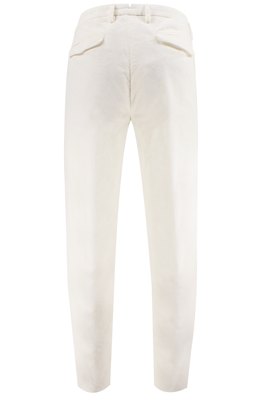 Pantalone con pince in velluto millerighe bianco retro