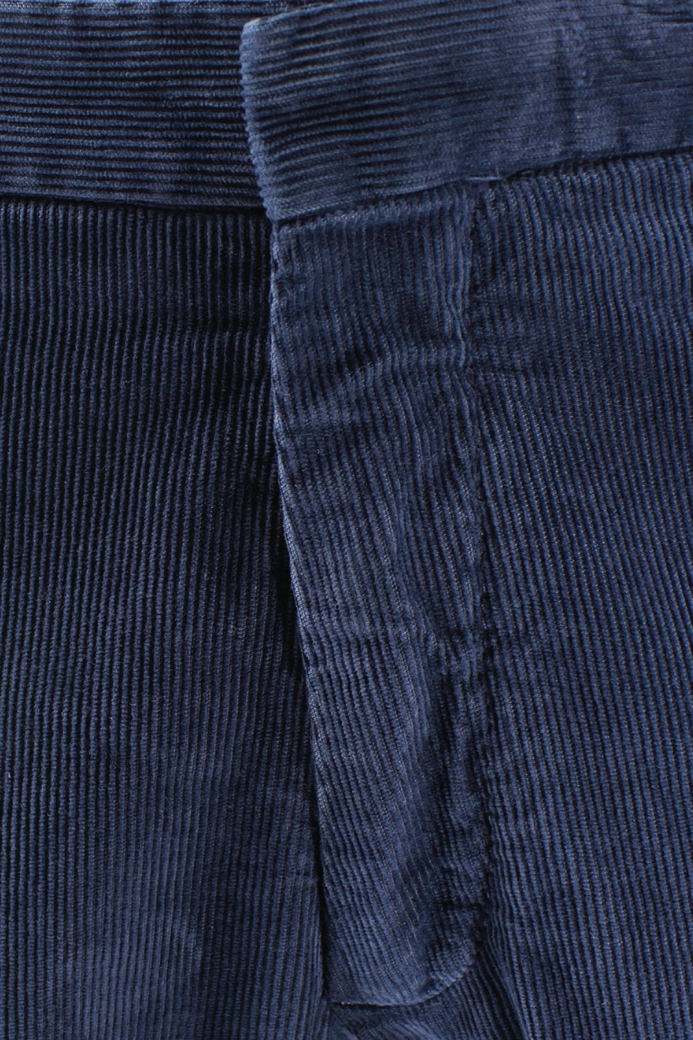 Pantalone in velluto millerighe blu patta