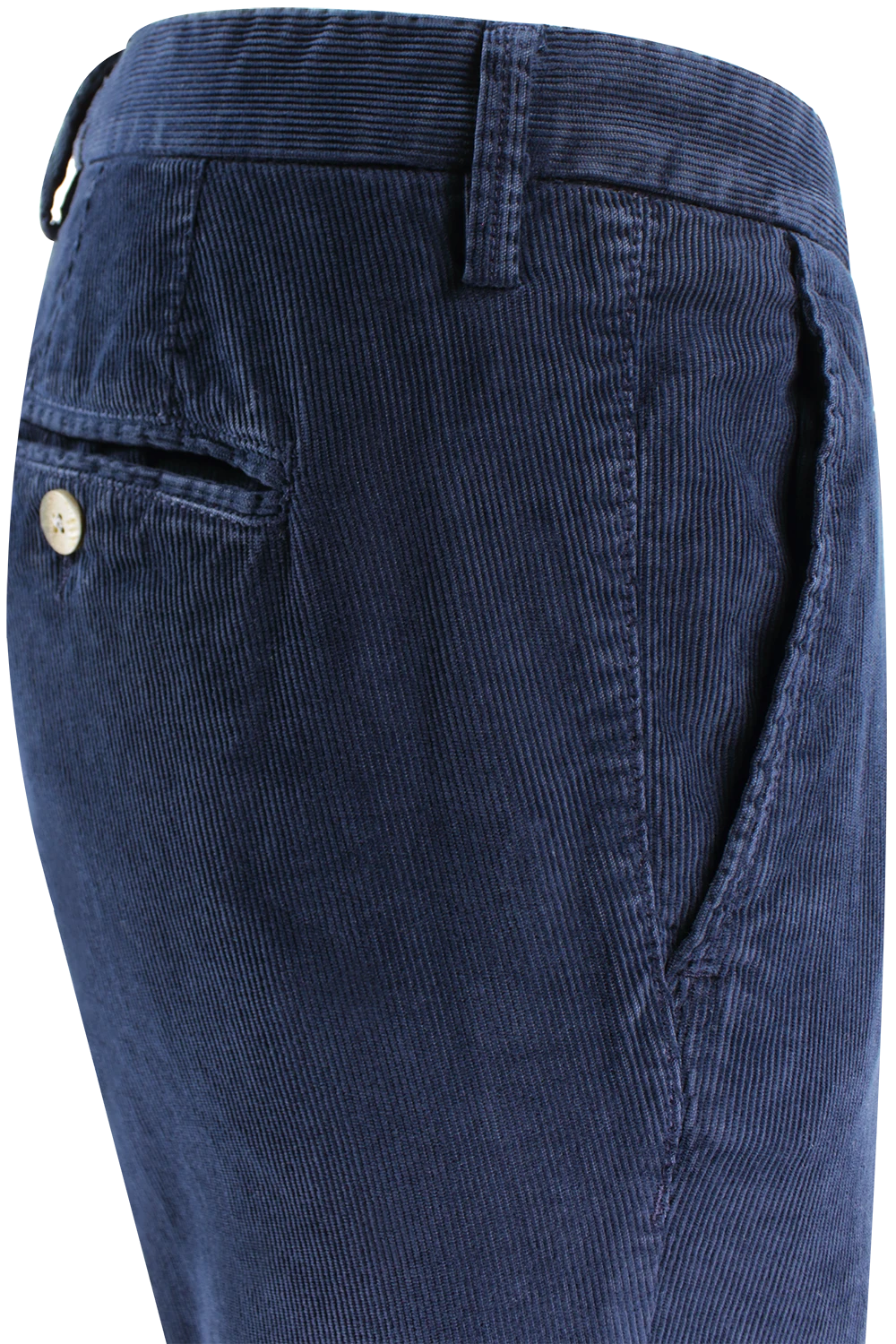 Pantalone in velluto millerighe blu profilo
