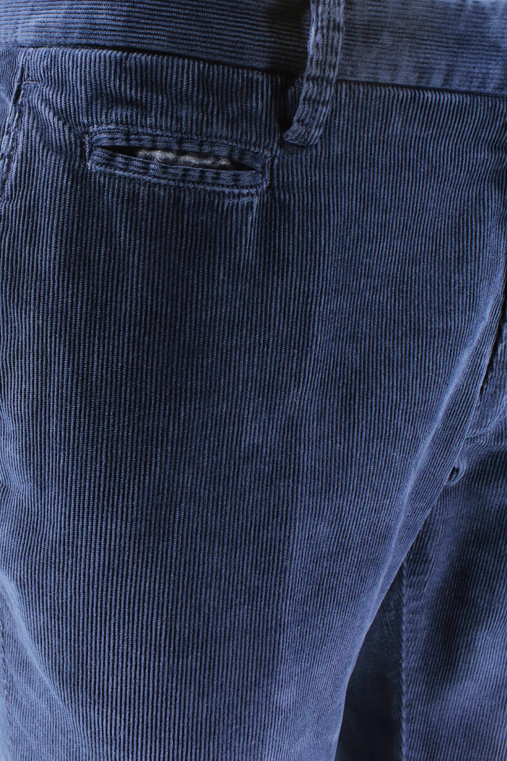 Pantalone in velluto millerighe blu taschino