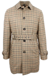 Trench in lana a quadri beige