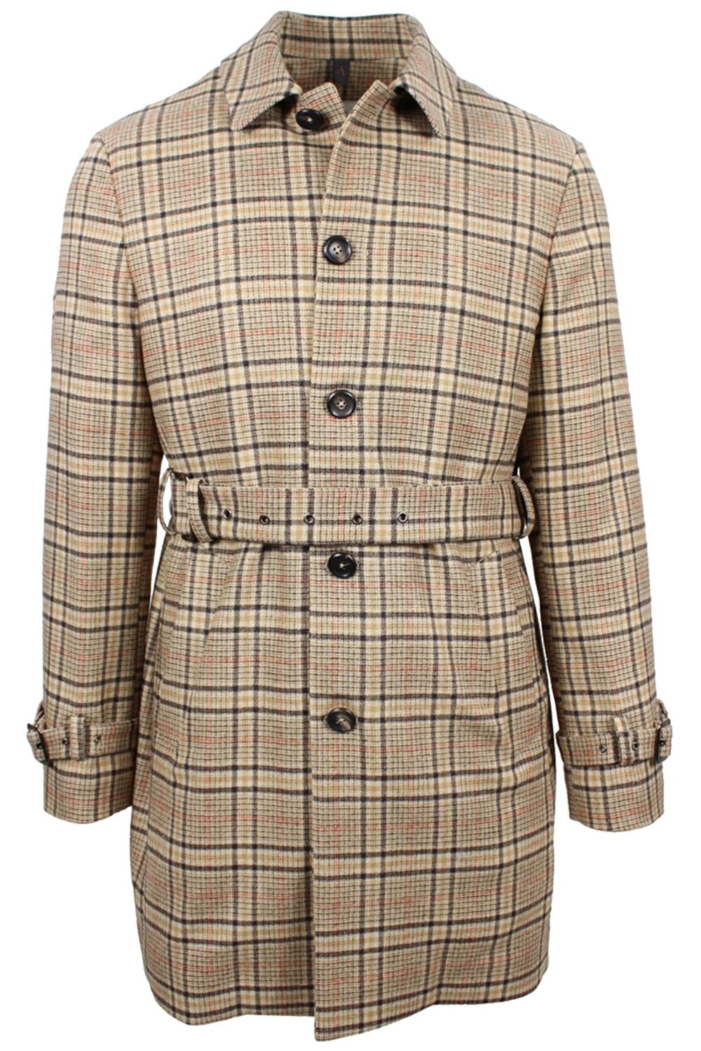 Trench in lana a quadri beige